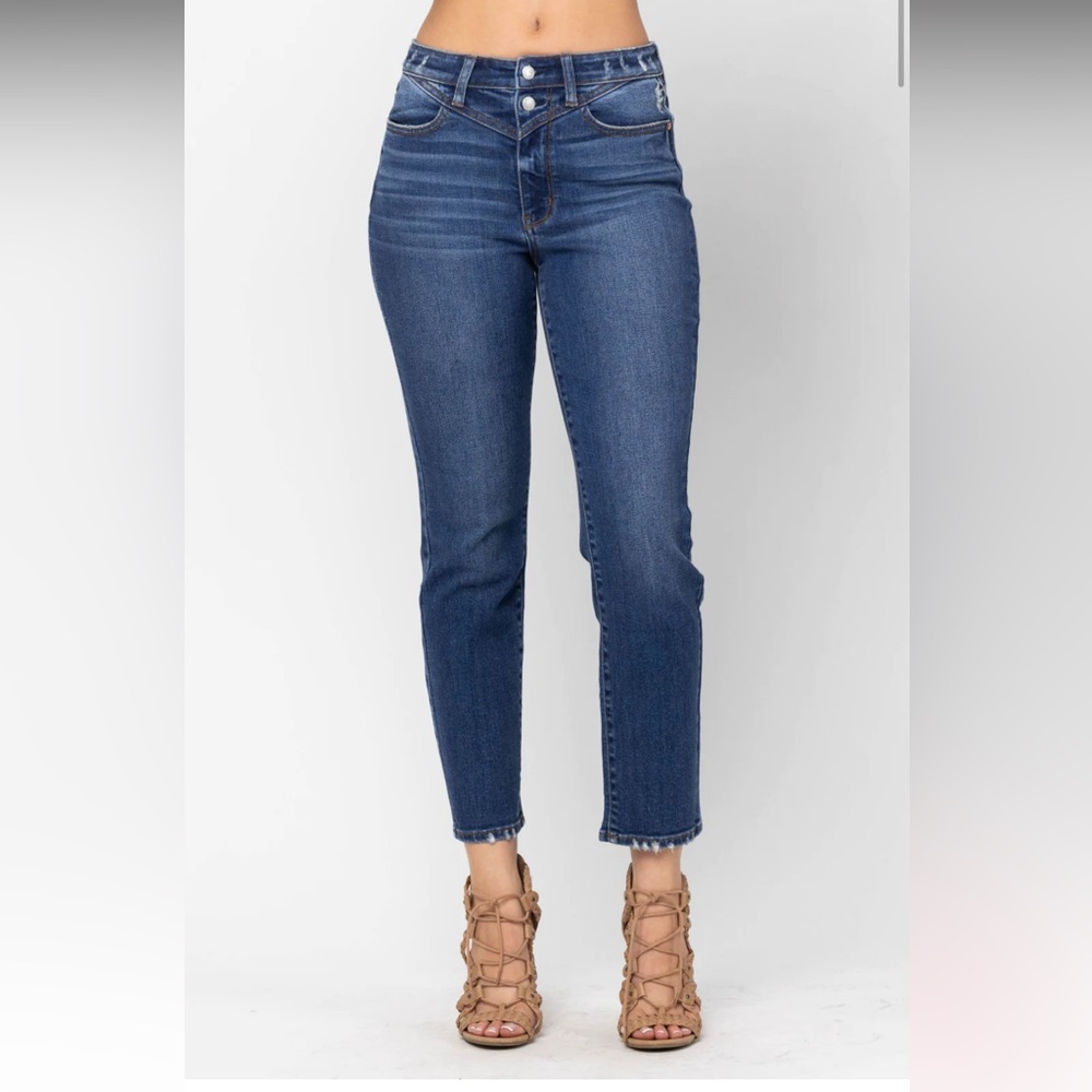 NWT Judy Blue Dark Wash High Rise Front Yoke Slim Fit Jeans - Size 15